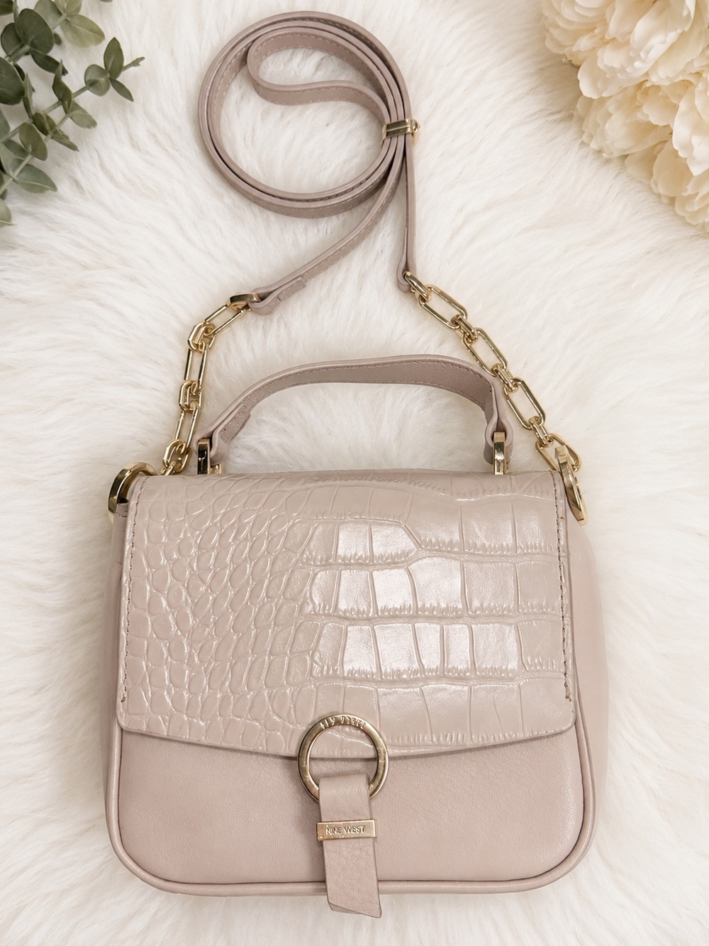 Ted Baker Blush Croc-Embossed Leather Top Handle Satchel